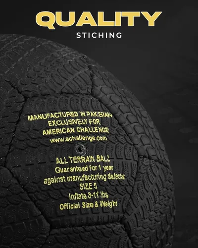 Miniatura 4 de American Challenge Balón de fútbol de goma todo terreno – Tamaños oficiales 2, 3, 4 y 5 – Pelota de fútbol duradera para calle y entrenamiento