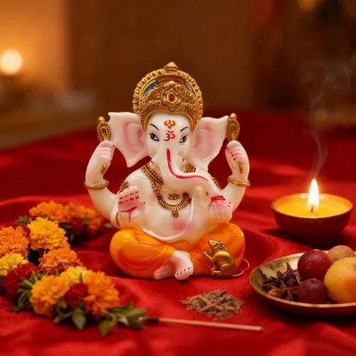 Miniatura 3 de Estatua de Dios indio Señor Ganesha de 5.5 pulgadas de alto, estatuas de ídolo hindú Ganesh Murti para decoración de automóvil, templo Mandir Pooja