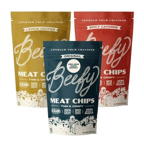 Miniatura 17 de BEEFY Meat Chips - Mostaza Miel - 2.5oz. 100% Prime Brisket. 13g de proteína por onza.