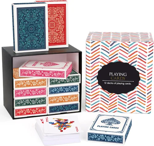 Cartas de Juego Paquete de 12, Mazos de Cartas, Juego de Cartas de Póquer, Cartas de Juego Estándar al Por Mayor con 6 Colores Únicos, Juegos de