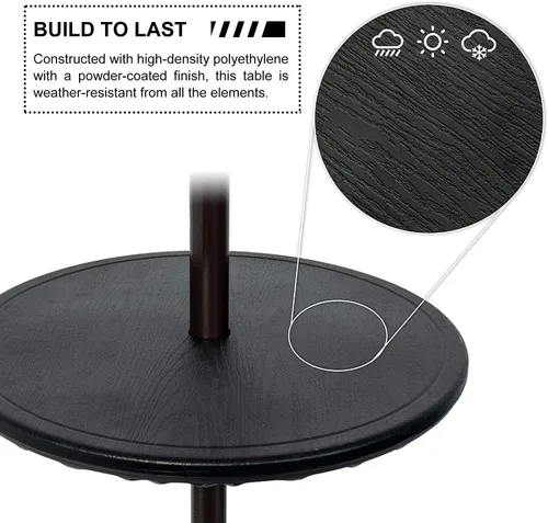 Miniatura 6 de Sundale Outdoor Mesa de sombrilla ajustable, bandeja de mesa redonda portátil con agujero para paraguas, para playa, patio, jardín, piscina, 20