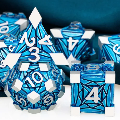 Miniatura 2 de ARUOHHA DND - Juego de dados de metal con caja de regalo, 7 piezas de dados poliédricos de oro antiguo, juego de rol hecho a mano de 6 caras D y D