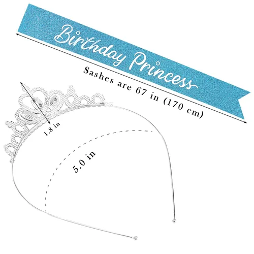 Miniatura 6 de COCIDE Kit de bandas y tiaras de princesa de cumpleaños, coronas y tiaras rosas para mujeres y niñas, banda con purpurina, juego de decoraciones