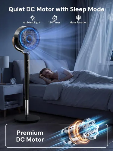 Miniatura 7 de Uthfy Ventilador de torre para dormitorio, ventilador silencioso de piso sin aspas de 41 pulgadas, ventilador de pie oscilante de 90°