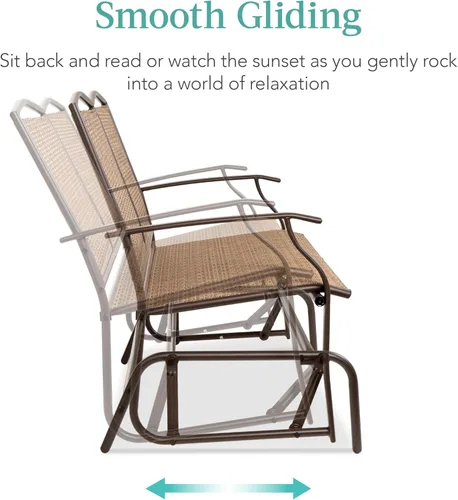 Miniatura 4 de Best Choice Products Columpio Deslizante de Patio al Aire Libre para 2 Personas Banco de Acero Asiento Doble Mecedora para Terraza, Porche con Tela