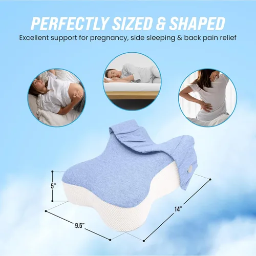 Miniatura 3 de Lumia Wellness Almohada ortopédica larga para dormir de lado, soporte contorneado muslos y rodillas para ciática, cadera trasera, alivio calmante