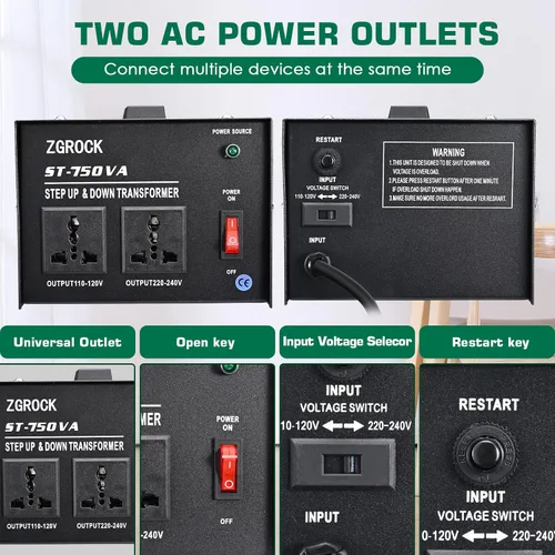 Miniatura 5 de Transformador de voltaje de 750 vatios convertidor de potencia transformador elevador transformador 110 V a 220 V/220 V a 110 V protección