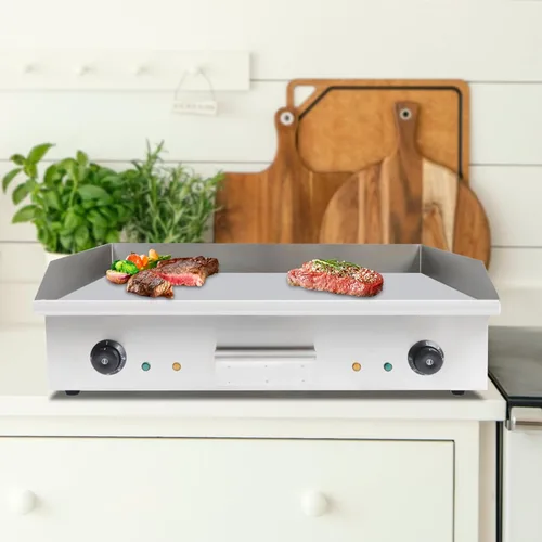 Miniatura 5 de Plancha eléctrica comercial para encimera, plancha eléctrica de 3 KW, parrilla superior plana con control preciso de temperatura y caja