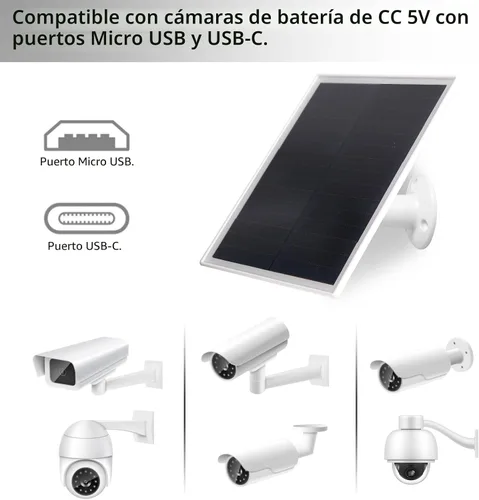 Miniatura 2 de Cargador de panel solar de 6 W, panel solar con micro USB y puerto USB-C para cámara de batería recargable DC 5 V para exteriores, IP66 resistente