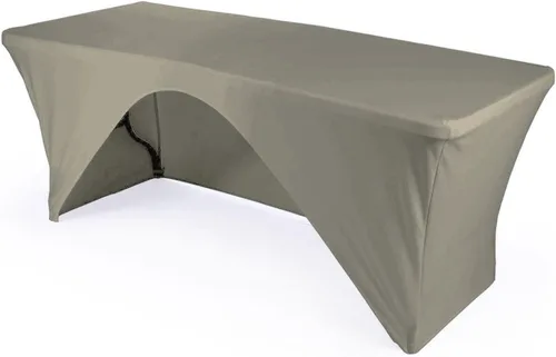 Miniatura 10 de LA Linen Mantel de elastano con respaldo abierto para mesa rectangular de 6 pies, 72 x 30 x 30 pulgadas, color negro