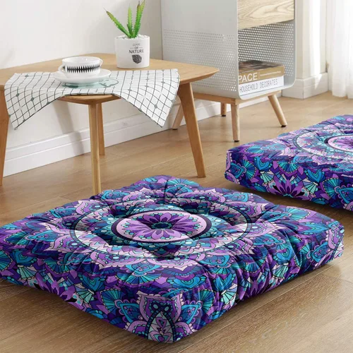 Miniatura 27 de Cojín de meditación con mandala, tapete de meditación bohemio, almohadas de meditación para sentarse en el suelo, cojines para sentarse en casa y al