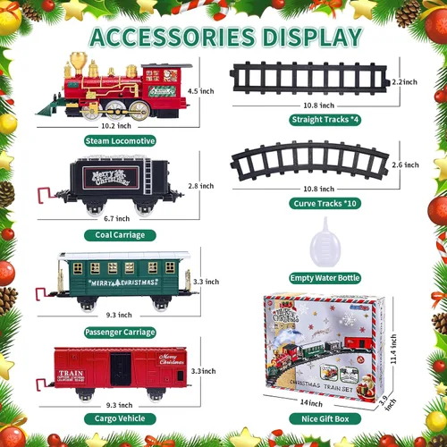 Miniatura 3 de Juego de Tren para Niños, Juego de Tren de Navidad para Debajo de los Árboles, Juguetes de Tren Eléctrico para Niños y Niñas con Locomotora