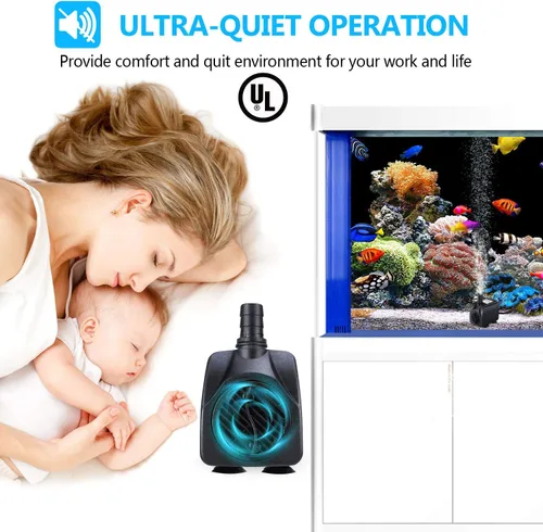 Miniatura 6 de CWKJ Bomba de fuente, 2 paquetes de bomba de agua sumergible de 160 GPH(10 W, 600 L/H), bomba de agua duradera para fuente al aire libre con cable