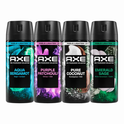 AXE Body Spray Everyday Essentials, 4 unidades, mantente fresco durante 72 horas, sin aluminio, 2.9 onzas