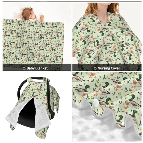 Miniatura 2 de Linda manta para asiento de auto de bebé de pato de malardo, cubierta de lactancia para recién nacido, manta para regalo de ducha de recién nacido