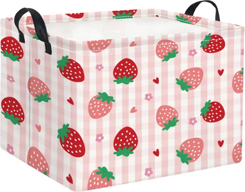 Miniatura 52 de Cesta rectangular de almacenamiento para niños, cesta de almacenamiento para bebés con asas para la cocina del hogar, lindo organizador de juguetes