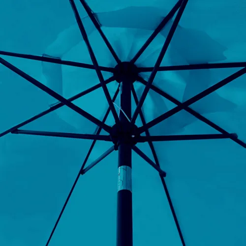 Miniatura 4 de Sunnyglade Sombrilla de patio con luz LED solar de 9 pies con 8 varillas/ajuste de inclinación y sistema de elevación de manivela (azul turquesa)
