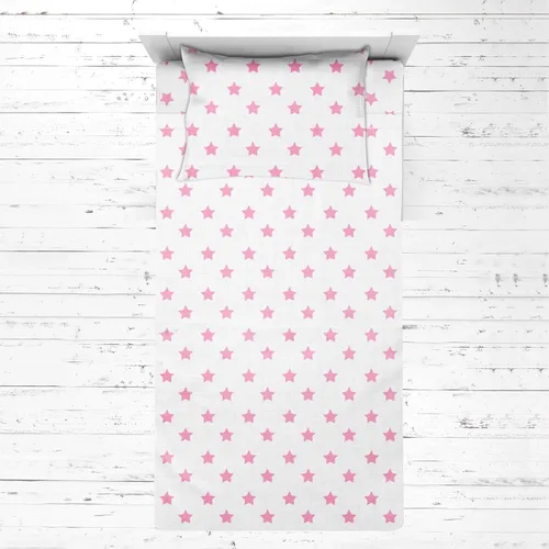 Bacati - Juego de sábanas de muselina Ikat Stars de 3 piezas para niñas pequeñas, 100% algodón, incluye sábana bajera, sábana superior y funda de