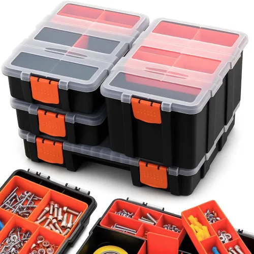 Andalus - Caja organizadora de herramientas, almacenamiento de piezas pequeñas, multicompartimento, organizador de herramientas portátil, Juego de 4