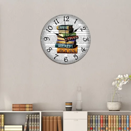 Miniatura 6 de ArogGeld Lived A Thousand Lives Read Books - Reloj de arte que no hace tictac, funciona con pilas, para leer libros, para amantes de los libros