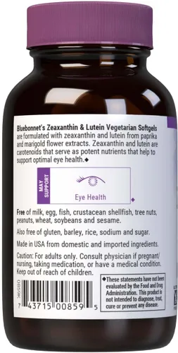 Miniatura 3 de Bluebonnet Nutrition Zeaxantina Plus Luteína Softgel, luteína y zeaxantina, salud ocular y exposición a la luz azul, luteína de caléndula