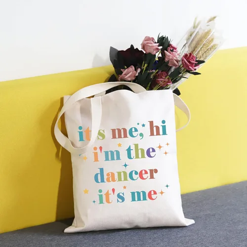 Miniatura 6 de TSOTMO Regalo de bailarina It's Me, Hi I'm The Dancer It's Me Bolsa de regalo para mujeres, entrenador de baile, profesor de baile, Beige, Bolso