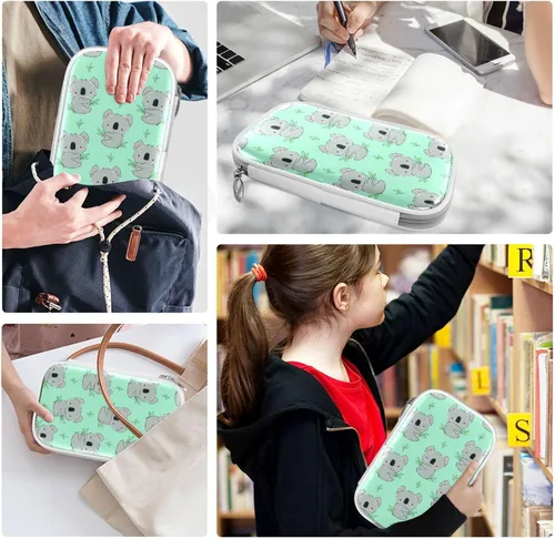 Miniatura 4 de Lindo Koala hojas verdes bolsa de lápices con cremallera organizador de lápices estacionario bolsa de maquillaje cosmético bolsa para la escuela