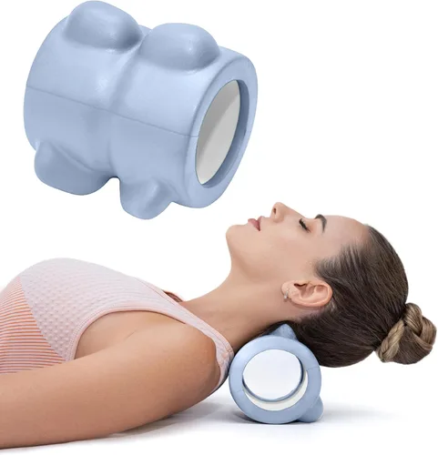 Lumia Wellness Rodillo de masaje para el cuello, 4 pulgadas, alivio del dolor de cabeza y cuello, herramienta de liberación muscular, alivio de Azul