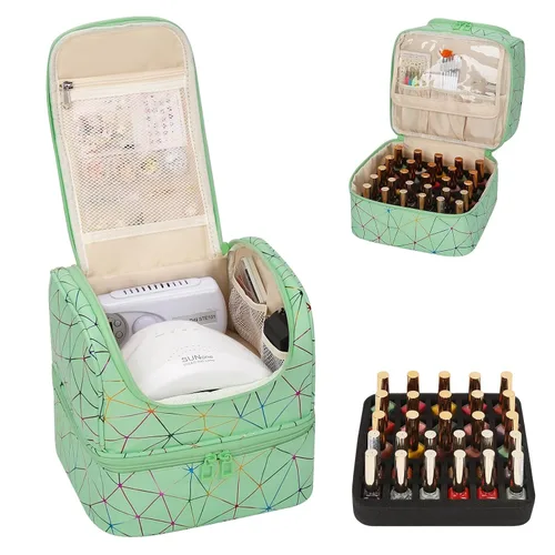 Miniatura 12 de CUBETASTIC Organizador de esmalte de uñas, estuche portátil de almacenamiento de esmalte de uñas con capacidad para 45 frascos de esmalte de uñas