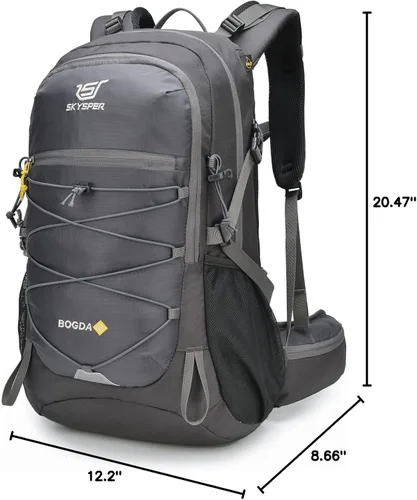 Miniatura 7 de SKYSPER Mochila de senderismo para hombres y mujeres, mochila de viaje de 35 litros, impermeable, mochila de campamento ligera para exteriores gris