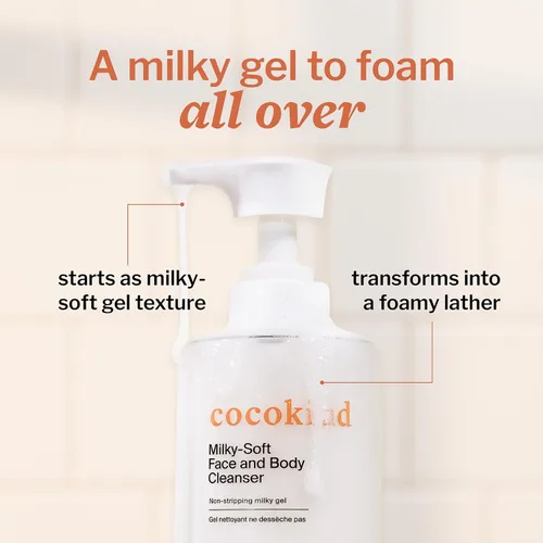Miniatura 5 de Cocokind Milky-Soft Limpiador facial y corporal, gel hidratante facial y corporal para pieles sensibles, limpiador suave con ceramidas, sin