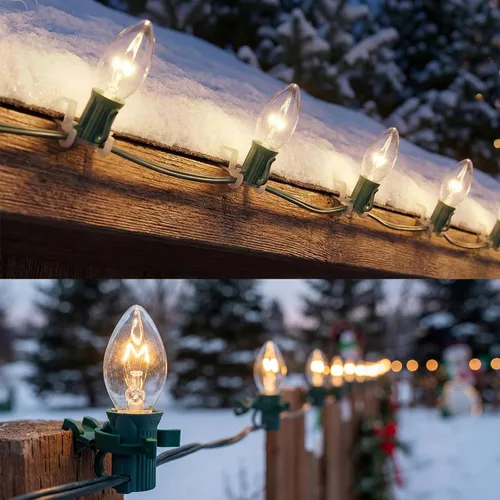 Miniatura 5 de Paquete de 25 Bombillas de Repuesto C7 Transparentes, Bombillas de Luz de Vela C7 para Exteriores, Luz de Vela Nocturna para Decoración de Patio