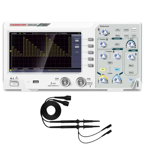Miniatura 10 de HANMATEK DOS1102 - Osciloscopio digital con 110 MHz de ancho de banda, 2 canales y pantalla de 7 pulgadas / 18 cm, pantalla TFT-LCD, kit