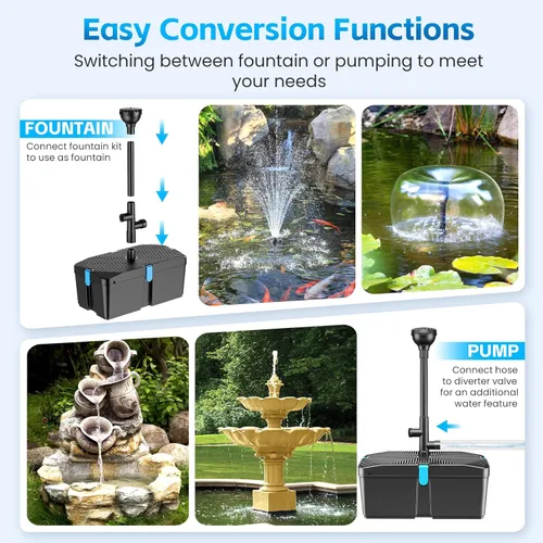 Miniatura 4 de Filtro de estanque con kits de bomba de fuente, bomba de estanque de 660 GPH y kit de filtro con bomba de agua sumergible de 50W, filtros