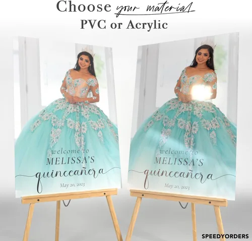 Miniatura 2 de Letrero de bienvenida personalizado de quinceañera con foto, letrero de bienvenida personalizado de Mis Quince Anos, elegante decoración