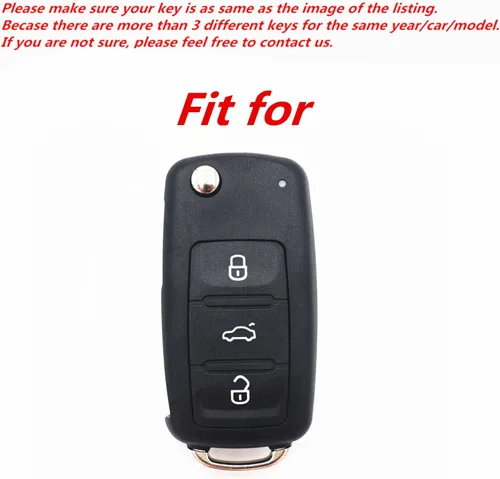 Miniatura 2 de Cuero negro para VW Volkswagen Jetta Polo Tiguan Beetle Golf GTI/R/MK6 5 Passat Sharan Skoda Octavia 3 botones Smart Remote Flip Key Fob Case Cover