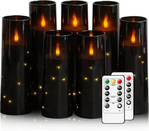 Velas sin llama con cadena de estrellas incorporada, velas LED parpadeantes con control remoto y temporizador, velas que funcionan con pilas, velas