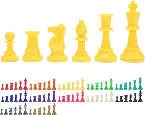 Miniatura 15 de WE Games - Piezas de ajedrez Staunton de plástico brillante en color con rey de 3.75 pulgadas - Juego de ajedrez de mitad de piezas solamente