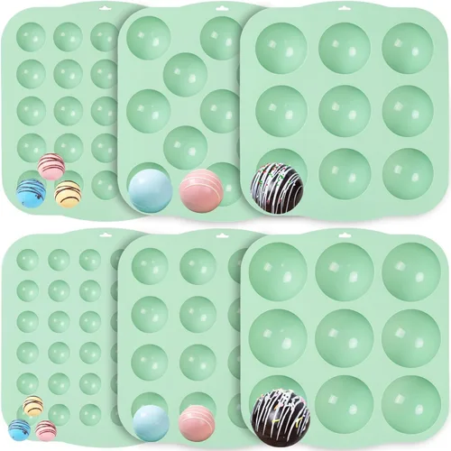 Miniatura 8 de QELEG Moldes de silicona para bolas de chocolate, paquete de 2 moldes antiadherentes para dulces, tamaño de mordida, media esfera, mousse, molde