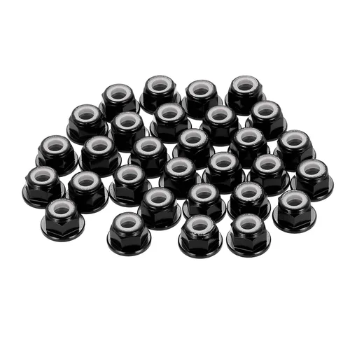 Miniatura 34 de MECCANIXITY 30 piezas de tuercas de bloqueo de aleación de aluminio M5 con paso de 0.8 mm, tuercas hexagonales con brida de nylon con rosca dentada