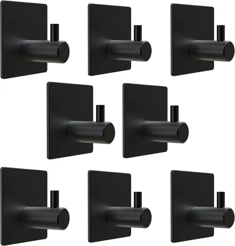 Miniatura 9 de Ganchos autoadhesivos para toallas de baño de níquel cepillado para montar en la puerta de baño, tiras fuertes de acero inoxidable SUS304