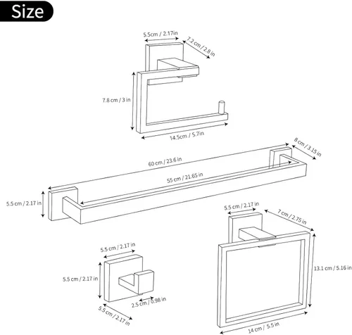 Miniatura 6 de YACVCL Juego de 5 piezas de accesorios de baño de oro cepillado, juego de toalleros de baño de acero inoxidable SUS304 de 23.6 pulgadas, accesorios