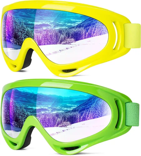 Miniatura 8 de Braylin Paquete de 2 gafas de esquí de nieve, gafas de snowboard para hombres, mujeres, jóvenes, niños, niños o niñas, gafas de moto de nieve