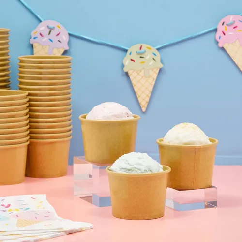 Miniatura 3 de Juvale Vasos de papel desechables para helado, revestimiento resistente a las fugas y tazas de gelato, cuencos de control de porciones de 5 onzas