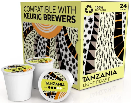Atlas Coffee Club - Cápsulas de café – Tostado ligero/medio, origen único Tanzania, 24 unidades – Compatibles con cafeteras Keurig K-Cup – 100%