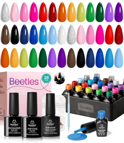 Miniatura 26 de Beetles - Juego de esmaltes de uñas de gel, 20 colores, colección Cozy Campfire Shade, juego de esmaltes de gel naranja, amarillo, verde, marrón