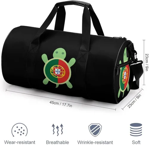Miniatura 2 de Bolsa de deporte con bandera de Portugal y tortuga, bolsa de deporte ligera, bolsa de entrenamiento con correa ajustable para viajes, senderismo