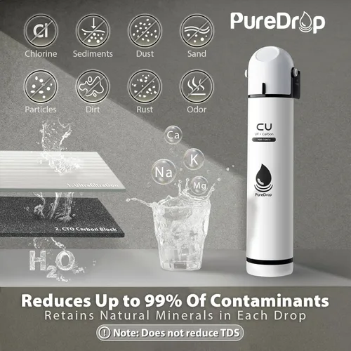 Miniatura 2 de PureDrop PDR-16KCU - Filtro de agua para debajo del fregadero, ultra filtración de 0.01 μm, sistema de filtración compuesto debajo del fregadero