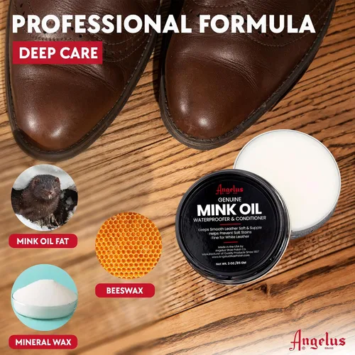 Miniatura 3 de Angelus Aceite de visón para botas de cuero, 7.6 onzas, acondicionador de cuero natural, limpiador, impermeable, suaviza y restaura, fabricado