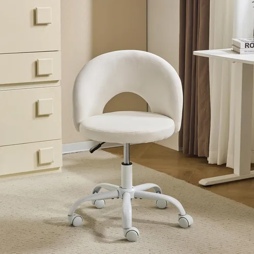 VINGLI Silla de tocador pequeña con ruedas para niñas. Bonita silla de escritorio de oficina moderna de altura ajustable sin brazos. Silla giratoria